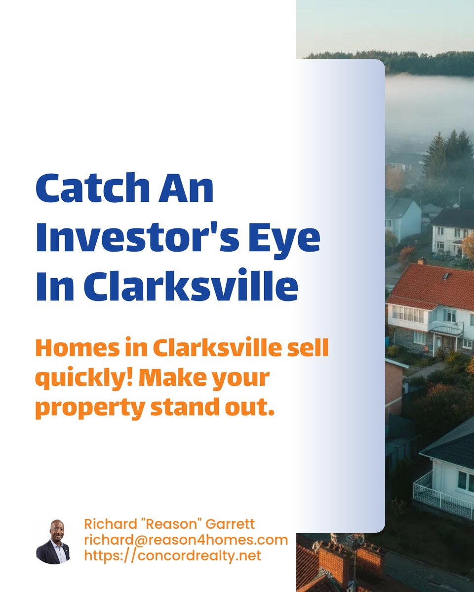 Reason1041's tweet image. Want to catch an investor's eye in Clarksville? 🏡 Homes in high-demand areas sell fast! Keep it well-maintained, highlight proximity to Fort Campbell, &amp;amp; emphasize rental potential. Ready to sell &amp;amp; need more tips? Let's chat! #ClarksvilleRealEstate