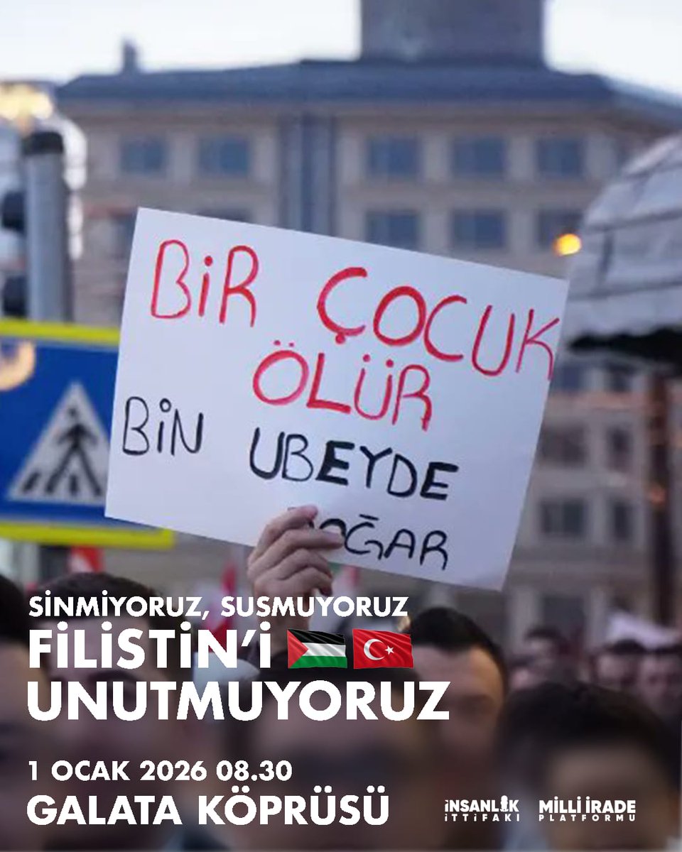 Bugün değilse ne zaman? 
1 Ocak’ta Galata Köprüsü’nde buluşuyoruz! #1ocaktagalatada

📍 Galata Köprüsü
🗓 1 Ocak 2026
⏰ 08.30