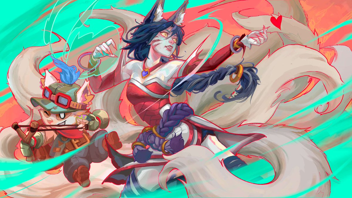 enjoy this teemo x ahri art by @inkwell_illust