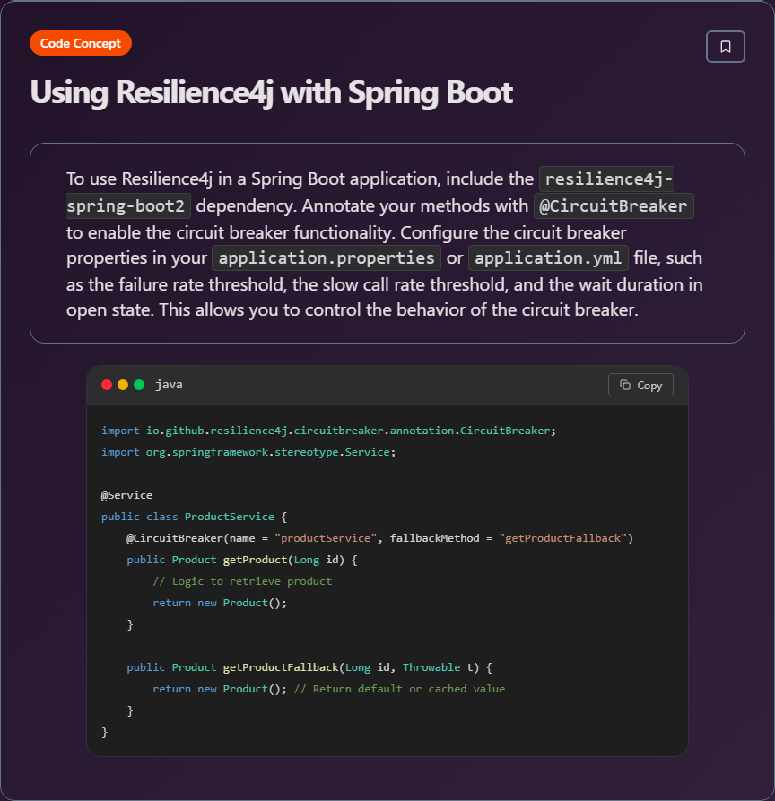 techielearns's tweet image. ✨ Using Resilience4j with Spring Boot (Java)

#Java #JavaDev #OOP #Backend #100DaysOfCode #DevLife