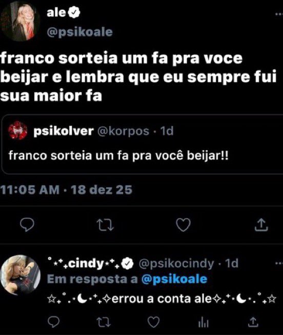 conta errada - mini au alefranco

onde um fã posta uma brincadeira sobre franco beijar um fã

ou

onde ale e o maior fã de franco