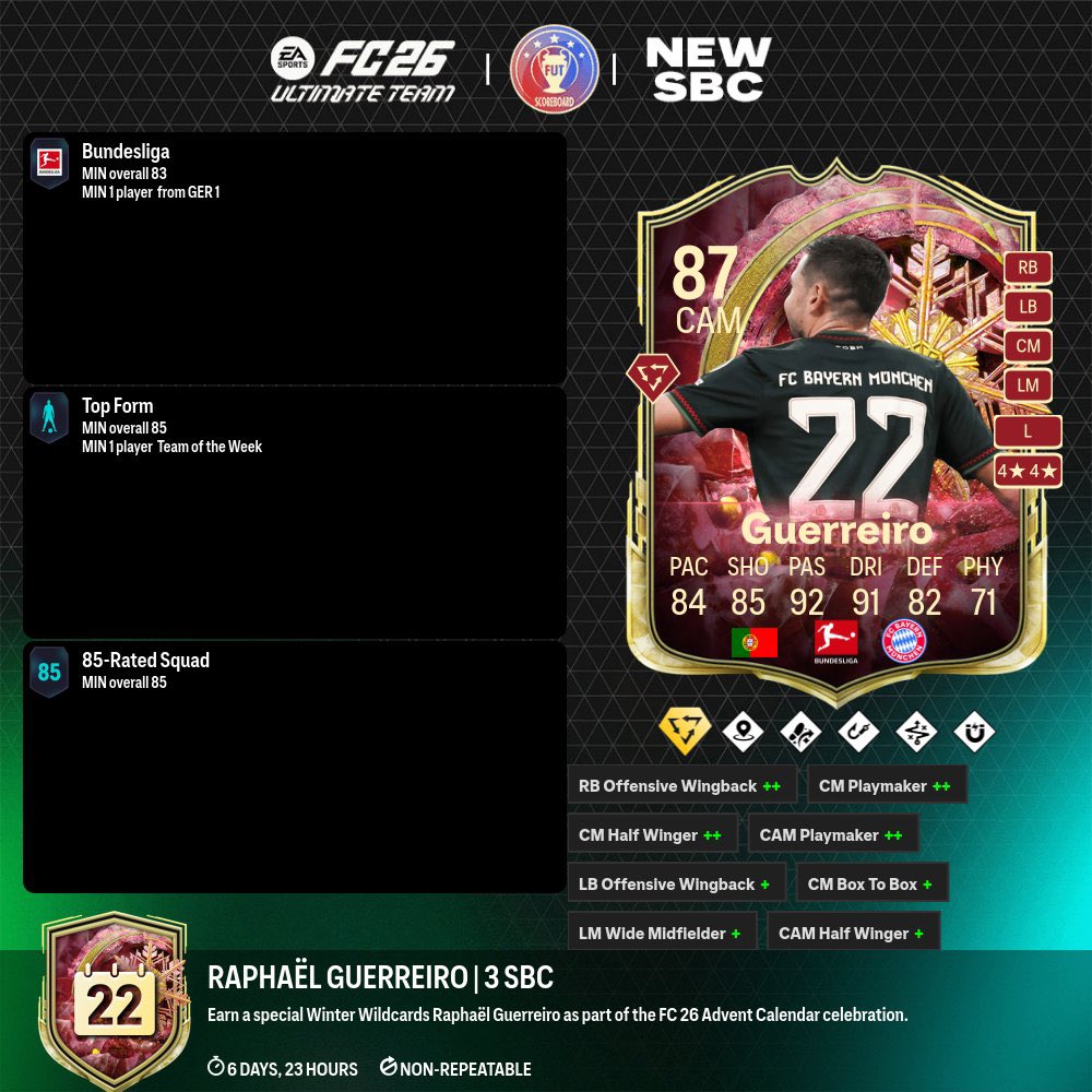 _splfut's tweet image. 🚨محتوى اليوم🚨

- لويس هال توفر في التحديات 🧩 

- غيريرو توفر في التحديات 🧩 

- توفرت ترقية اختيار لاعب +78 🧩 

- توفرت بطولة القونتليت وضمن جوائزها ليورنتي 🎯 

#EAFC26