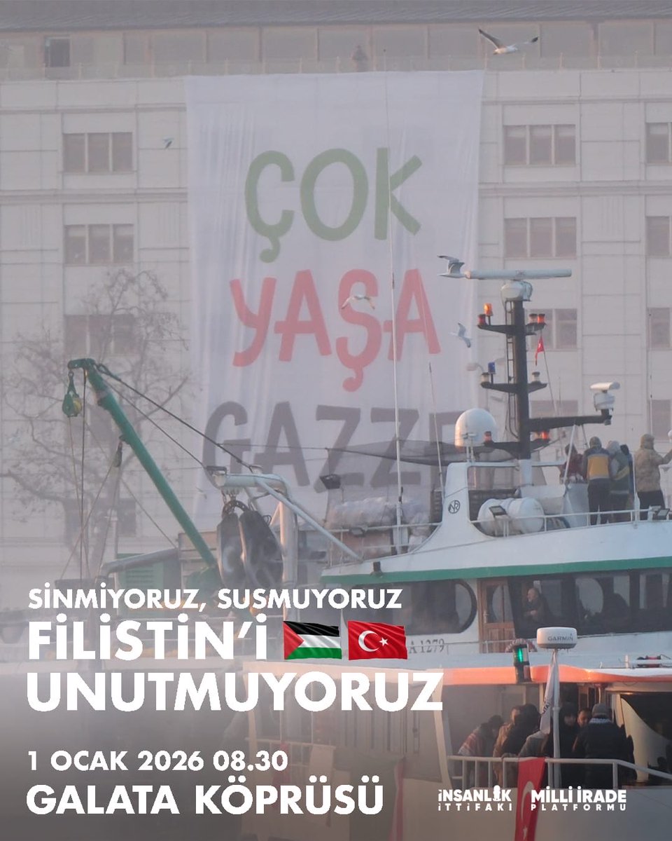 Galata Köprüsü’nden gönüllere köprü kuruyoruz, 1 Ocak’ta buluşuyoruz… #1ocaktagalatada
📍 Galata Köprüsü
🗓 1 Ocak 2026
⏰ 08.30
