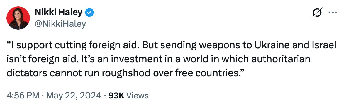 ChrisRossini's tweet image. Mrs. Haley,

Your support for wars and "foreign aid" (even if you call it "sending weapons") has created the affordability problems we have.
