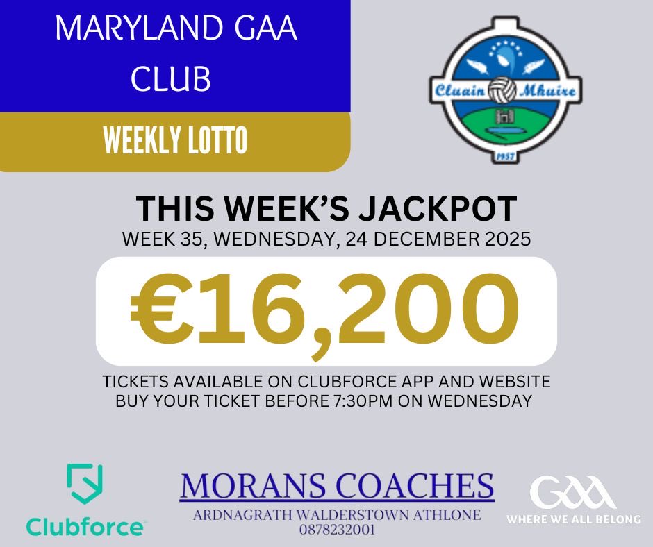 ⭐️€16,200 LOTTO JACKPOT⭐️

Tickets are available on Clubforce, using the link below. 

play.clubforce.com/play_newa.asp?…

Thanks to all our lotto patrons for your continued support!