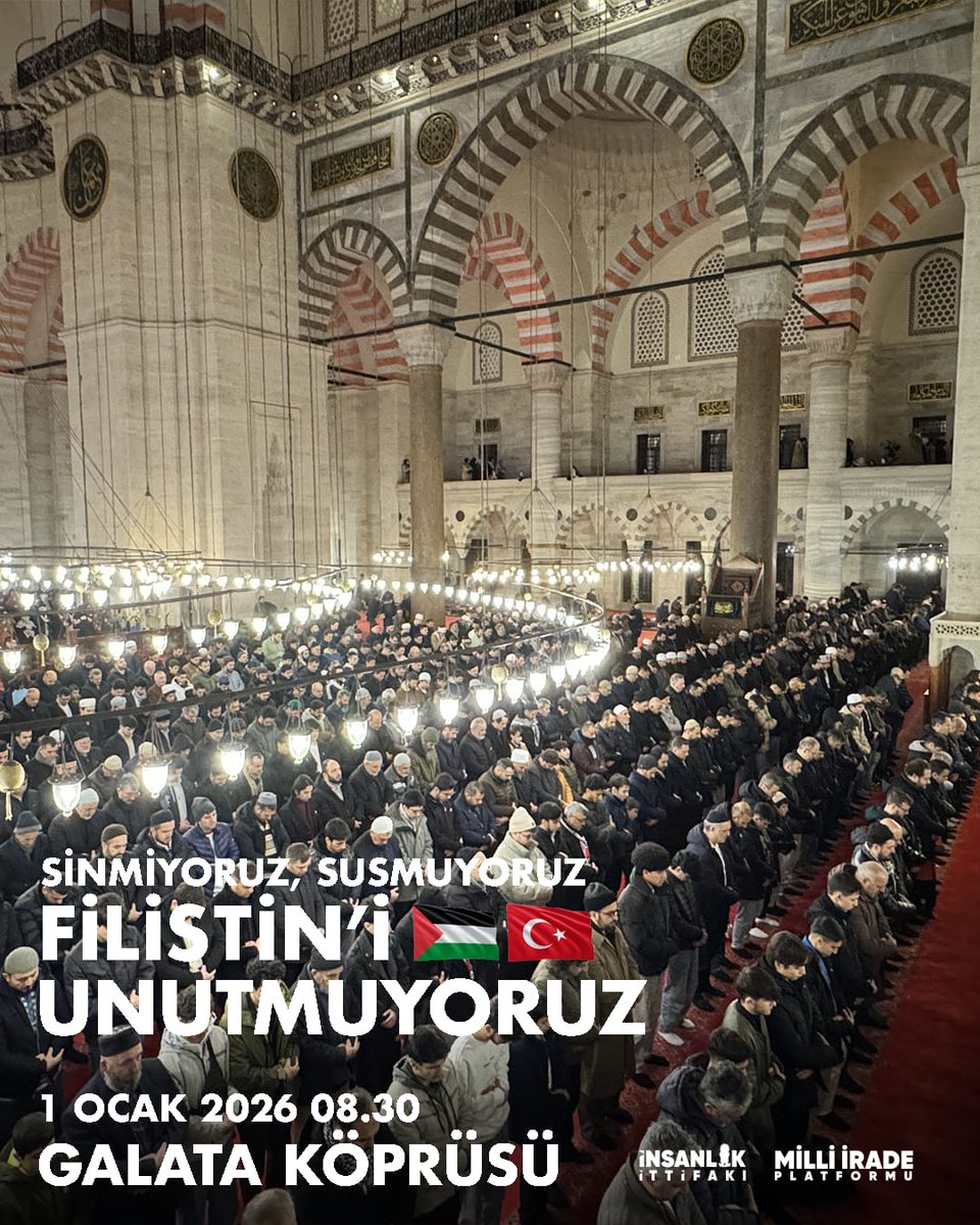 rezzakaslanli's tweet photo. Uzakta değil; mesele insanlık kadar yakınında, 1 Ocak’ta Galata’da #1ocaktagalatada
📍 Galata Köprüsü
🗓 1 Ocak 2026
⏰ 08.30 https://t.co/wjzmFI8C2L