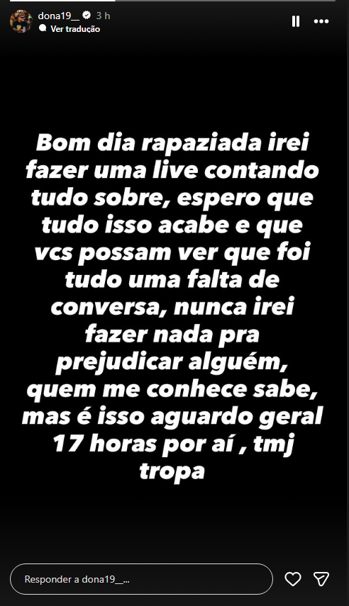 Eluminador1's tweet photo. ah nao fode dona, acho vc dahora pra caralho, mas voce fez uns stores antes falando que nao tinha fechado nada, que estavam inventando, depois que o yuri22 solta tudo, vc fala que foi falta de conversa ? kkkkk e sua mina chorando ? pelo jeito ela nao sabia de nada ne . https://t.co/jLKWWiGAYW