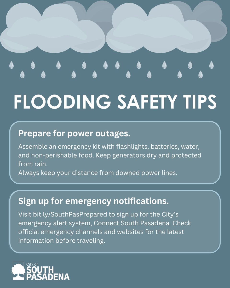 🌧️ Heavy rain is expected this week. 

Please review these flood safety tips and take steps now to protect yourself, your family, and your property. Stay weather-aware and never drive through flooded roads.

Learn more at bit.ly/SouthPasPrepar…
