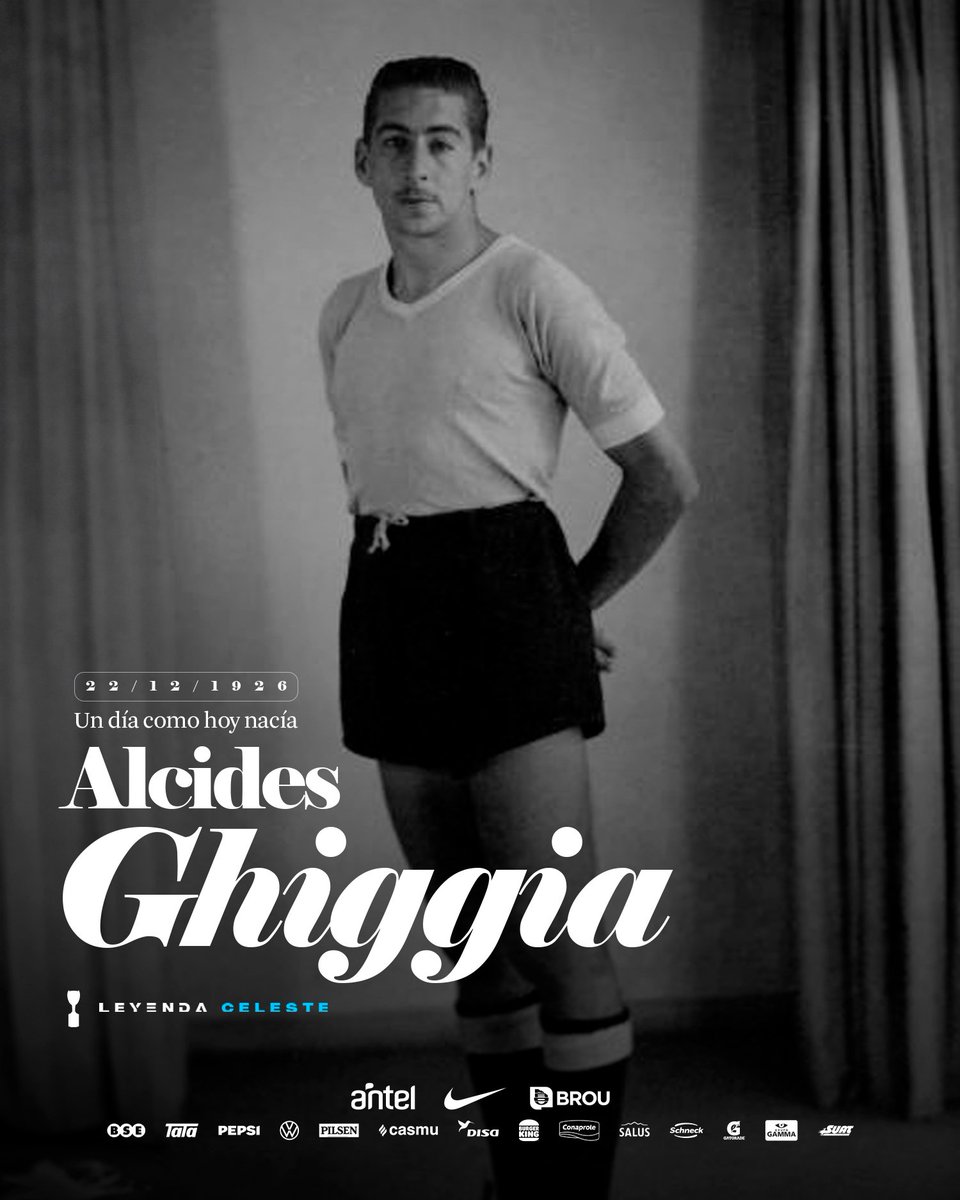 🔙 𝙐𝙉 𝘿𝙄́𝘼 𝘾𝙊𝙈𝙊 𝙃𝙊𝙔...

Nacía el autor de una de las máximas hazañas del Fútbol Mundial: Alcides Edgardo Ghiggia, héroe de 𝐿𝑎 𝐶𝑒𝑙𝑒𝑠𝑡𝑒 en el Maracanazo.

📲 auf.org.uy/alcides-ghiggi…

#LeyendaCeleste