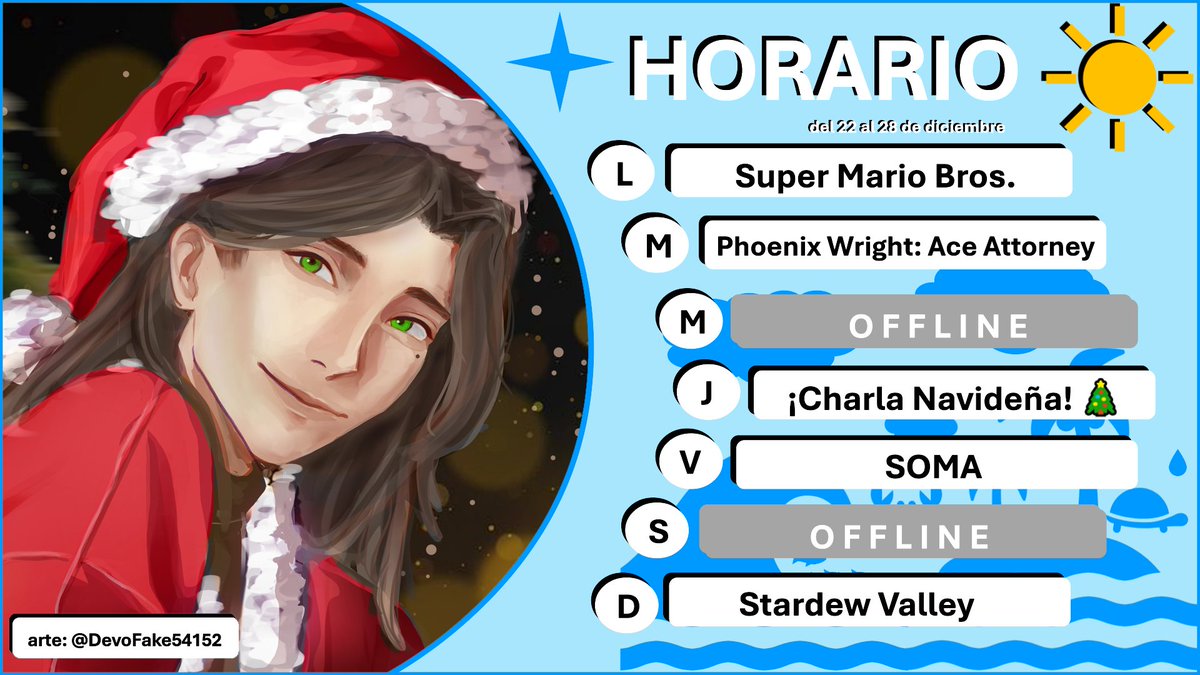 MauriCostaVT's tweet photo. ⛵⚓ HORARIO SEMANAL 22 - 28 dic ⚓⛵

llegó la navidad!!!! 🎄

- Tags -
General: #MauriCosta
Arte: #MauriARTE
Assets: #MauriTen
Memes: #MauriMemes
Clips: #MAUmentos
 
🕙Hora: 6:00 P.M. (hora MX) https://t.co/xeCGGVLpD9