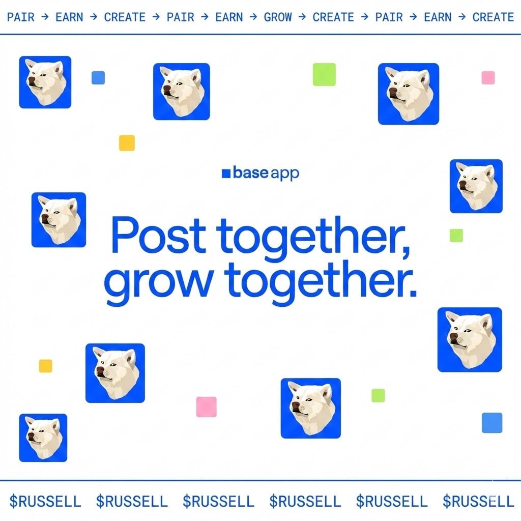 Post together, grow together!  🐾

RUSSELL is inviting you to join <a href="/baseapp/">Base App</a> and turn your content into community growth.

base.app/invite/friends…

Pair your Posts &amp; Earn using the $RUSSELL contract address.

0x0C5142BC58f9A61AB8C3D2085DD2F4e550c5cE0B

Follow us @ russelldog