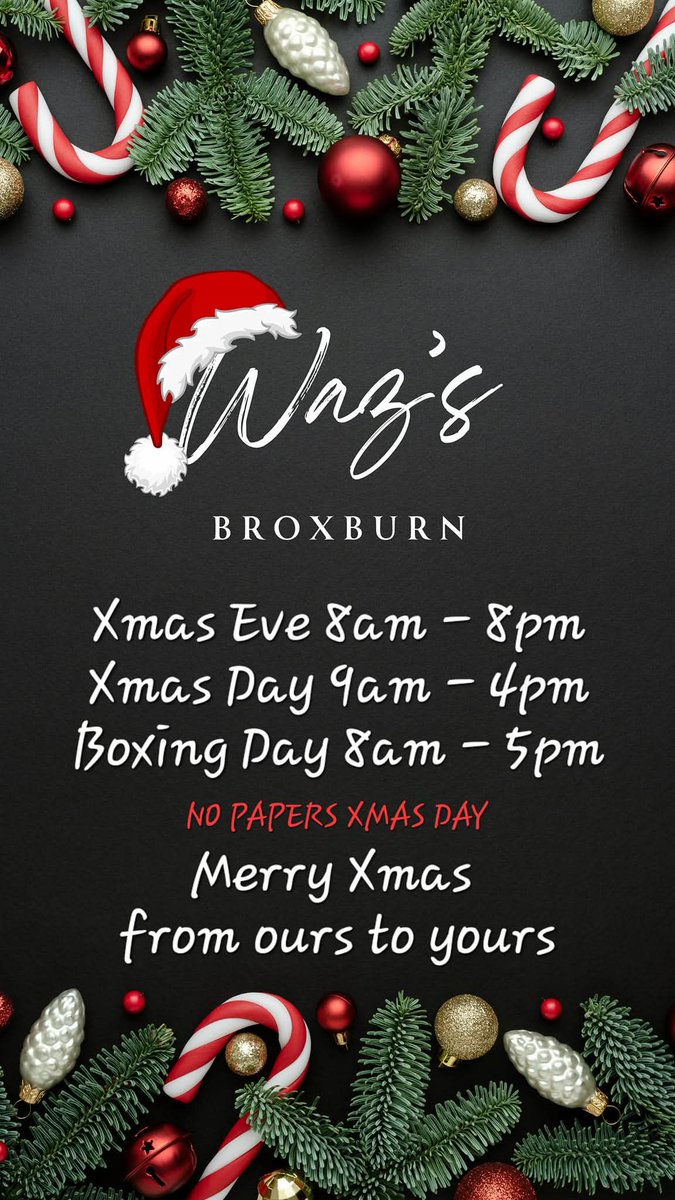 For our #WestLothian fans, Waz's has you covered for all your needs this Christmas. Check out the stores festive opening hours and be sure to visit the tuck shop stocked by Waz's at #W3LWrestlingShowdown #Broxburn on December 28th!