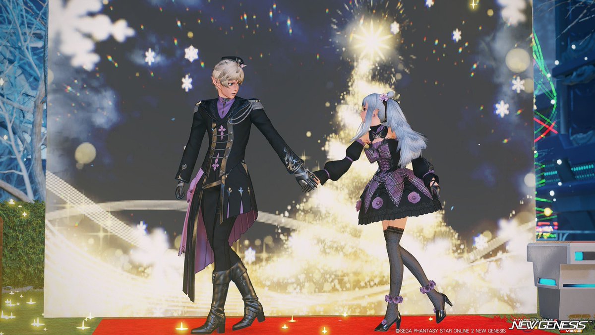 gamePSO2ngs's tweet image. 【ジョイフルホリデーズ’25】
ヴァルナ＆ハリエット

「ハリエット様、イヴの日は混雑が予想されるのではぐれないよう僕の手を……」
「いつもありがとう、ヴァルナ」

平和そうに見えて、ちょっと不穏げにお互いエフィメラを添えてみた。
#PSO2_SS #PSO2NGS_SS #PSO2_NGS_SS