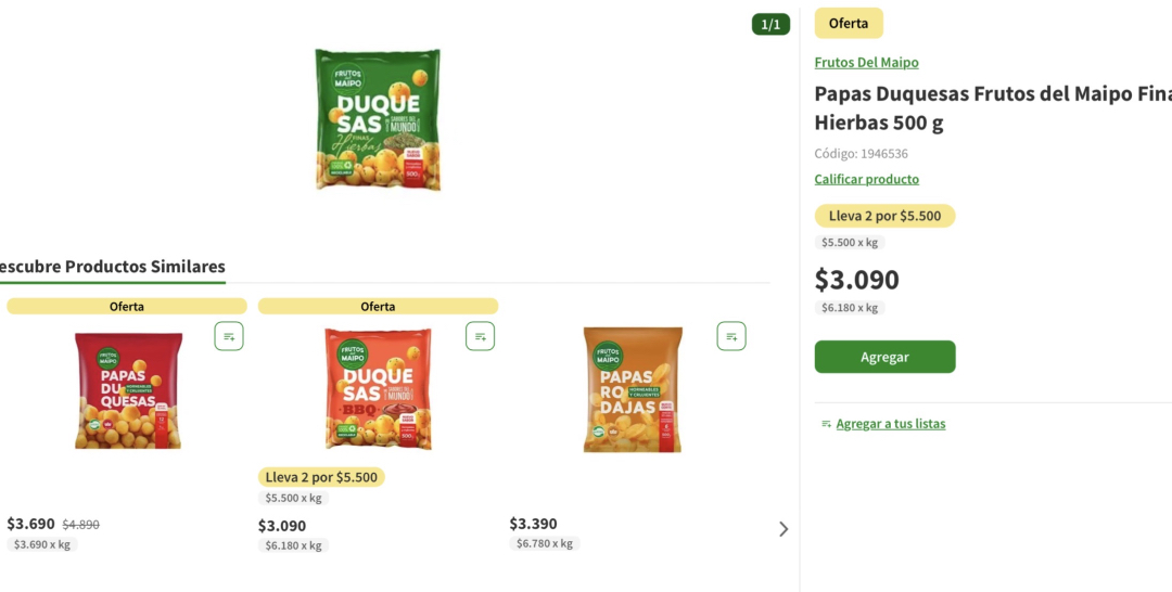 🥔 Las papas duquesas a las finas hierbas están 2x $5.500 pagando con tarjeta en Jumbo, por si quieren ponerse pitucos pa la cena.

🔗 descuentosrata.com/oferta/32401/p…