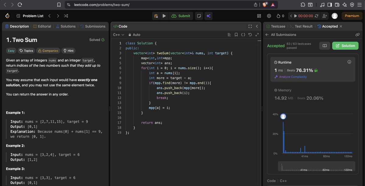 _PrathamGambhir's tweet image. Today's work of #100DaysOfCode

•DSA(#StriversA2ZDSASheet)
-Solved problems on array
1. Sort an array of 0's 1's and 2's
-Leetcode
1. 2Sum Problem
2. Sort colors

•DEV
1.Added meeting updates section in dashboard page
2.Completed till lec6 of motion series by @mannupaaji