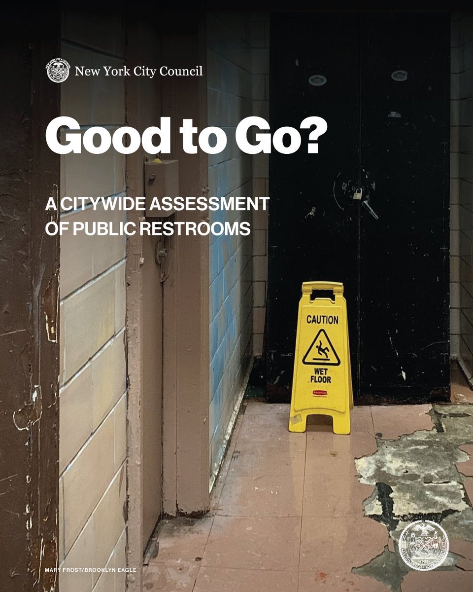 NYCCouncil's tweet image. 🚻 How many of NYC’s public restrooms are available, clean, and have basic amenities?

A Council investigation of 172 restroom locations citywide uncovered major gaps across public restrooms in parks, libraries, and privately-owned public spaces.