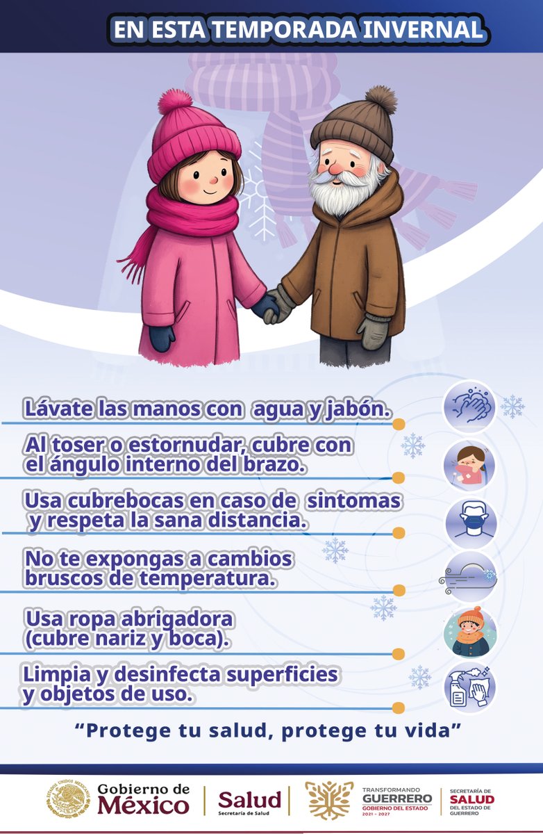 SSaludGro's tweet image. En esta temporada invernal, protege tu salud con estas recomendaciones.
#TemporadaInvernal❄️