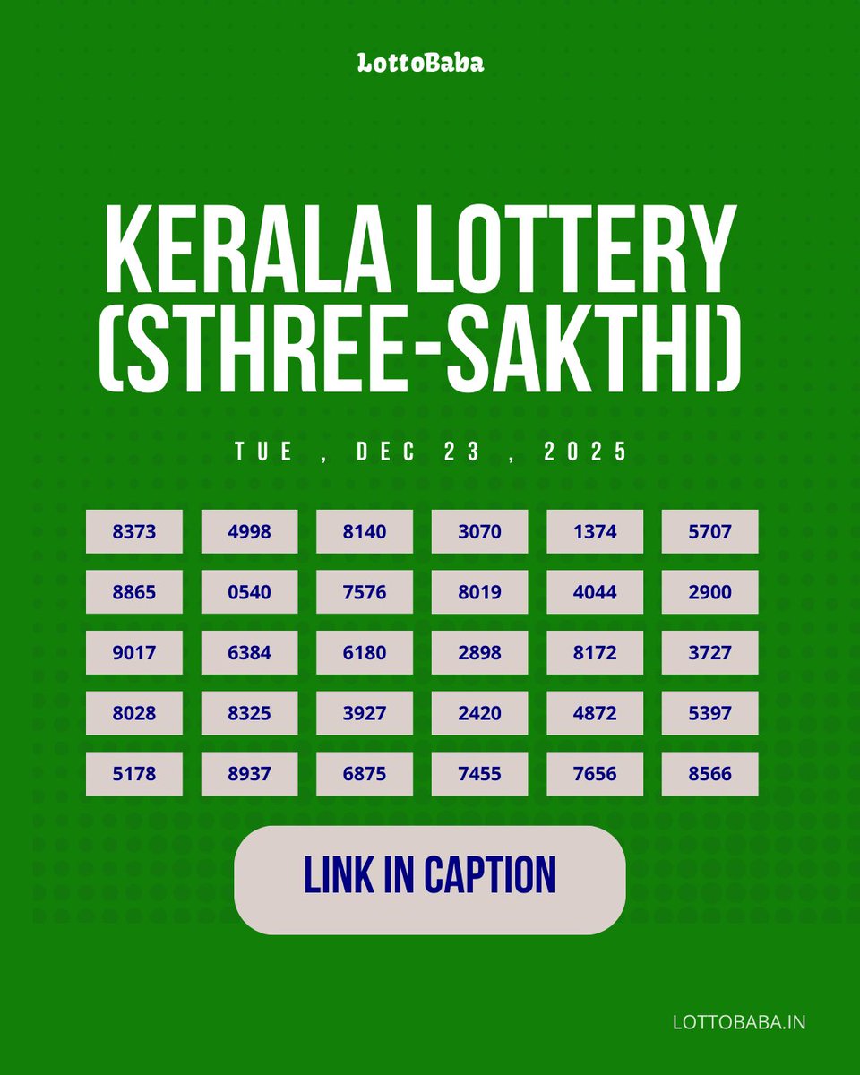 lottobabain's tweet image. Today’s draw: STHREE-SAKTHI 🎯
Kerala Lottery | Dec 23, 2025
#LotteryUpdate #KeralaLucky #STHREESAKTHI