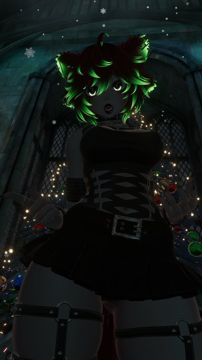Zayas1996_VR's tweet photo. Goth Foxgirl Xmas hehe #VRChat https://t.co/C8B1SBPJ6f