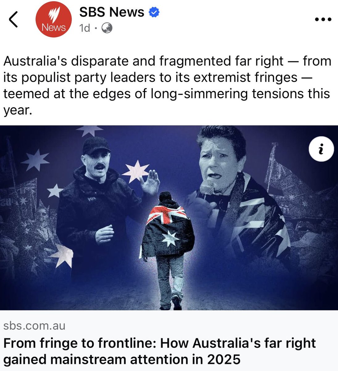 The "far-right" narrative is dominating SBS news, they’re in full propaganda mode. Instead of hosting a discussion on radical Islam, they persist with this diversion, even including a picture of Pauline.

Then, like the cowards they are, they disable the comments section.