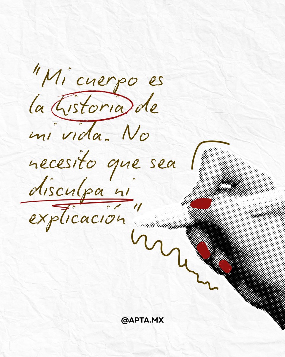 APTA_mx's tweet photo. Tu cuerpo no necesita justificación.
No le debes una explicación a nadie por cómo se ve, cuánto pesa, cómo se mueve o cuánto ha cambiado.
Tu cuerpo es la historia de todo lo que has vivido.
Las batallas que libraste, los momentos que sobreviviste, las veces que te sostuvo… https://t.co/swQBwFO47X