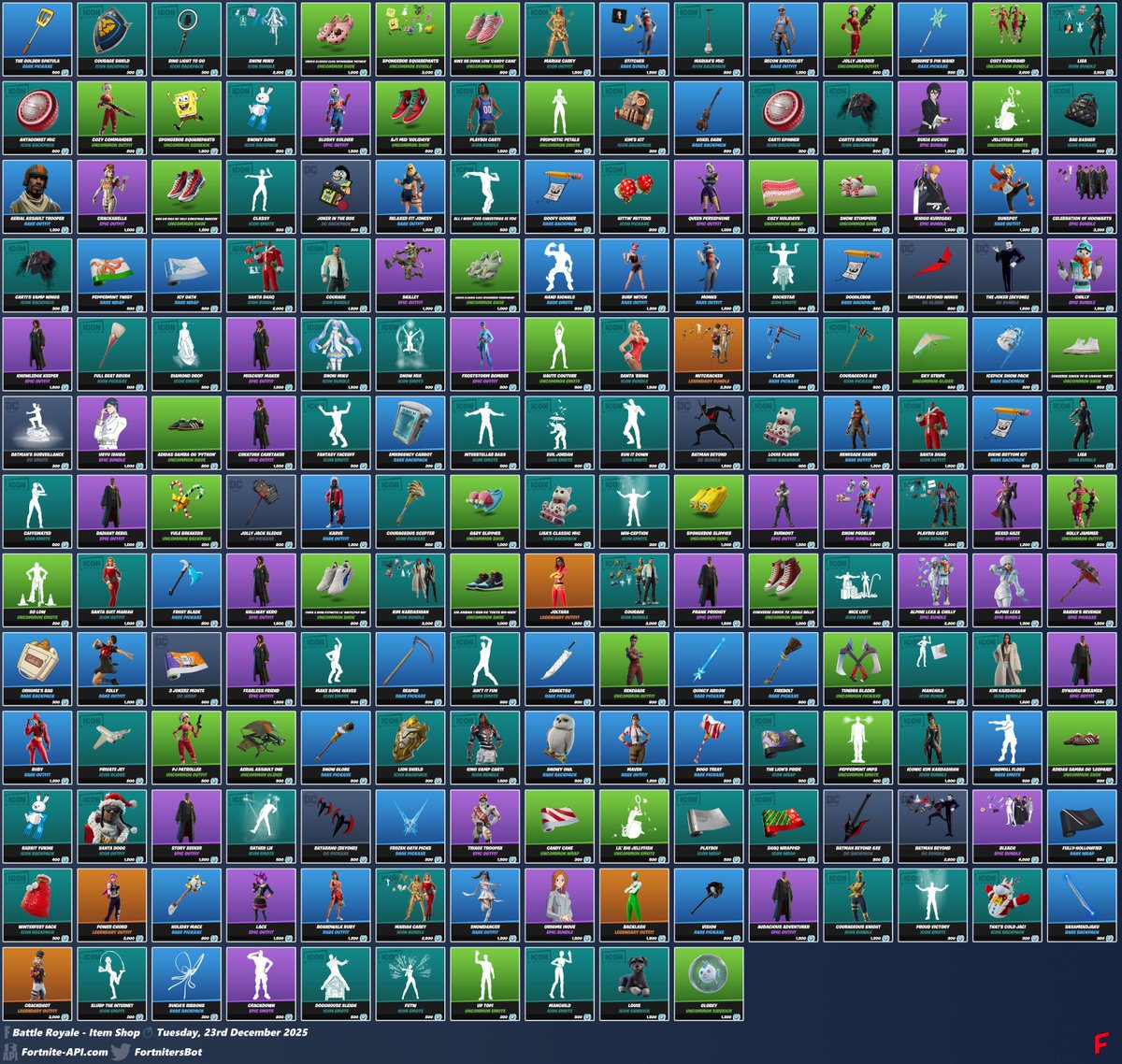 FortnitersBot's tweet image. #Fortnite Battle Royale - Item Shop • 23rd December 2025