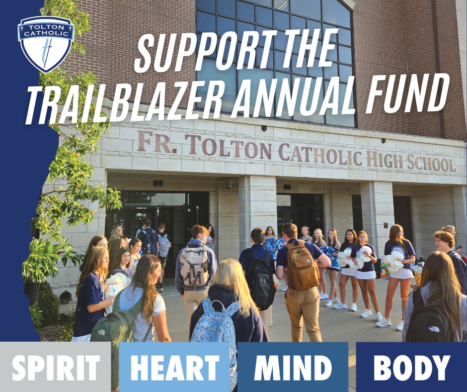 ToltonCatholic's tweet image. When you support the Trailblazer Annual Fund, you invest in the formation of every student in Spirit, Heart, Mind, and Body. As we approach the end of the year, we invite you to give at toltoncatholic.org/make-an-annual….
Thank you for helping us blaze a trail in Catholic education. 💙🤍