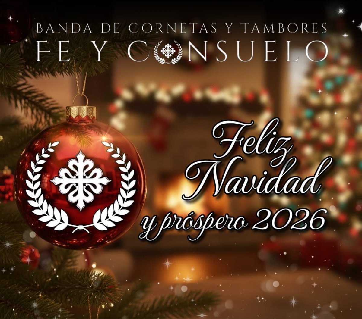 FeyConsuelo's tweet photo. Desde la Banda de Cornetas y Tambores “Fe y Consuelo” de Martos, queremos desearles una Feliz Navidad y un 2026 lleno de música cofrade. ¡Que todos vuestros sueños se cumplan!

#FyC25
#DeTuConsueloNuestraFe https://t.co/WlOJGY0ReO