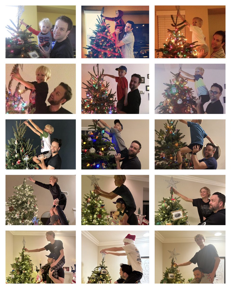 he’s 16 now

he drives, has a job and a girlfriend

but he still lets me hoist him up to place the 🌟