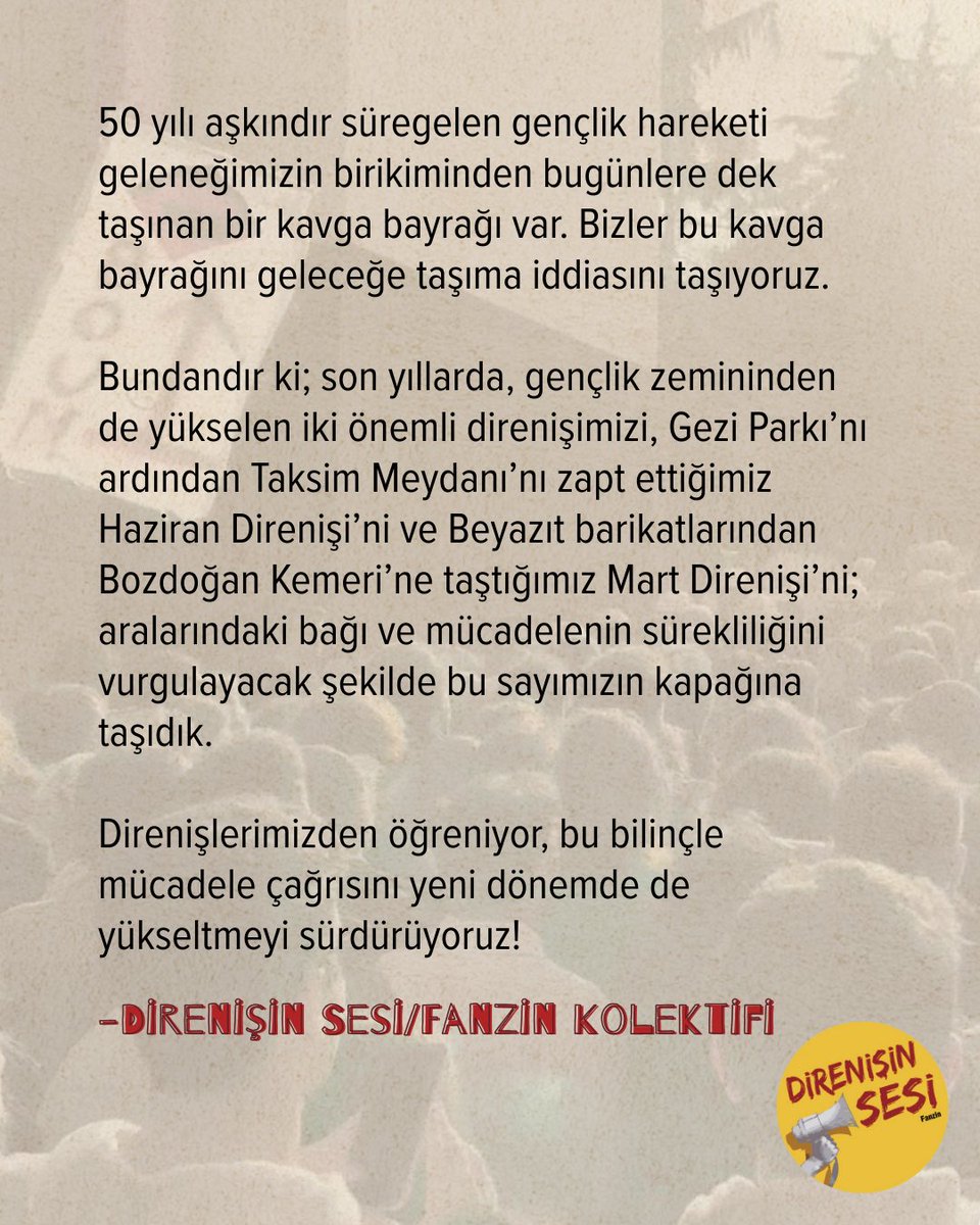 Direnişin Sesi / Fanzin 4. sayımızın, fanzin kolektifimiz tarafından hazırlanan giriş yazısını okurlarımıza sunuyoruz!

Yeni dönemde YÖK ve kayyım düzeninin saldırılarına karşı birleşik mücadelenin imkân ve olanaklarını tartışma sorumluluğunu üstleniyoruz!