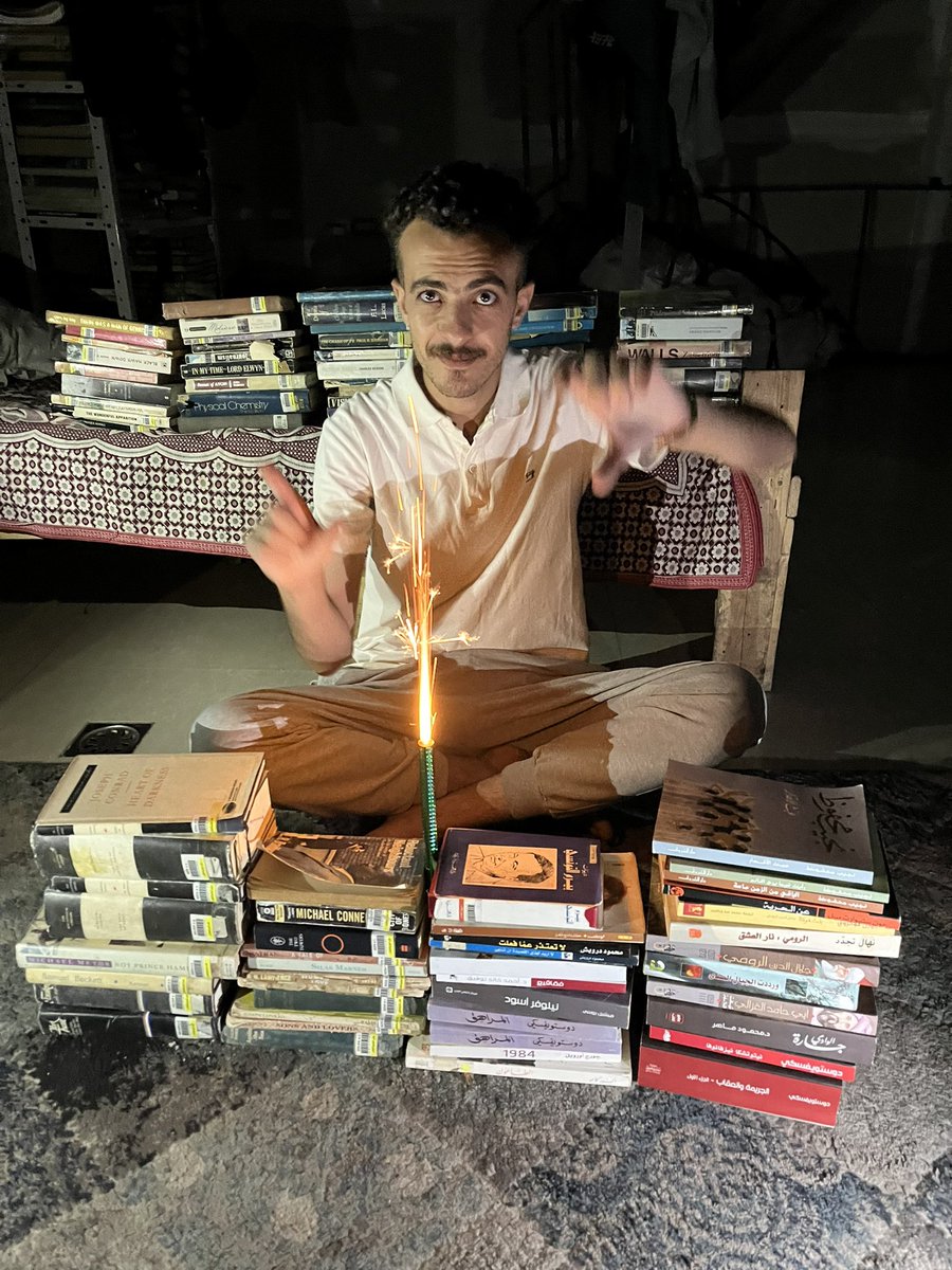 This library was destroyed and burned by the Zionist occupation. They dug a pit and threw the books into it. I searched through these books obsessively to save whatever remained, until I was able to rescue more than 300 books.

Perhaps you have all the means and a calm