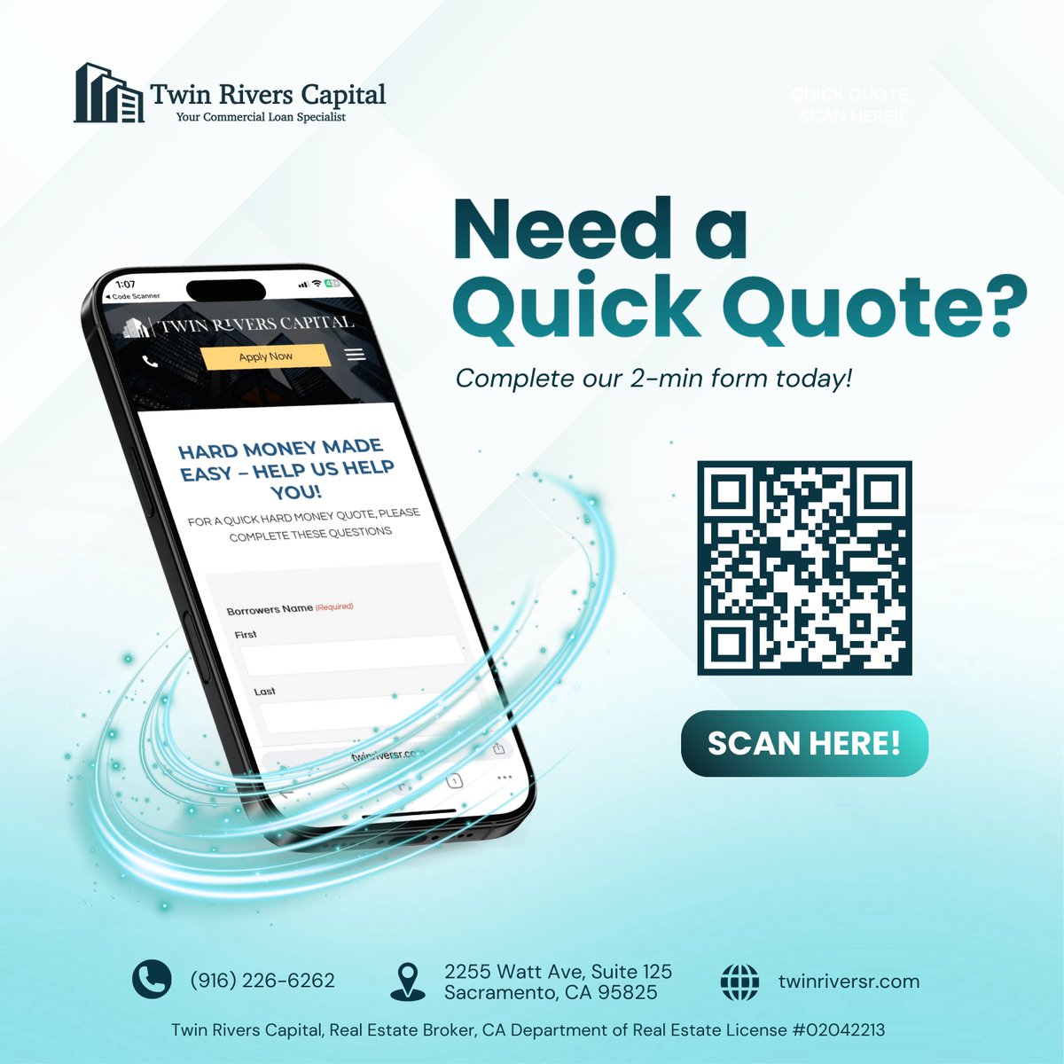 TwinRiversCap's tweet image. Why wait around when you can get answers in minutes? If you’re eyeing your next property or project, we’ve made it simple—complete our 2-min form today and get a quick quote without the hassle. 🚀🏡

#QuickQuote #FastClosings #SmartFunding #HardMoneyMadeSimple #NoMoreWaiting
