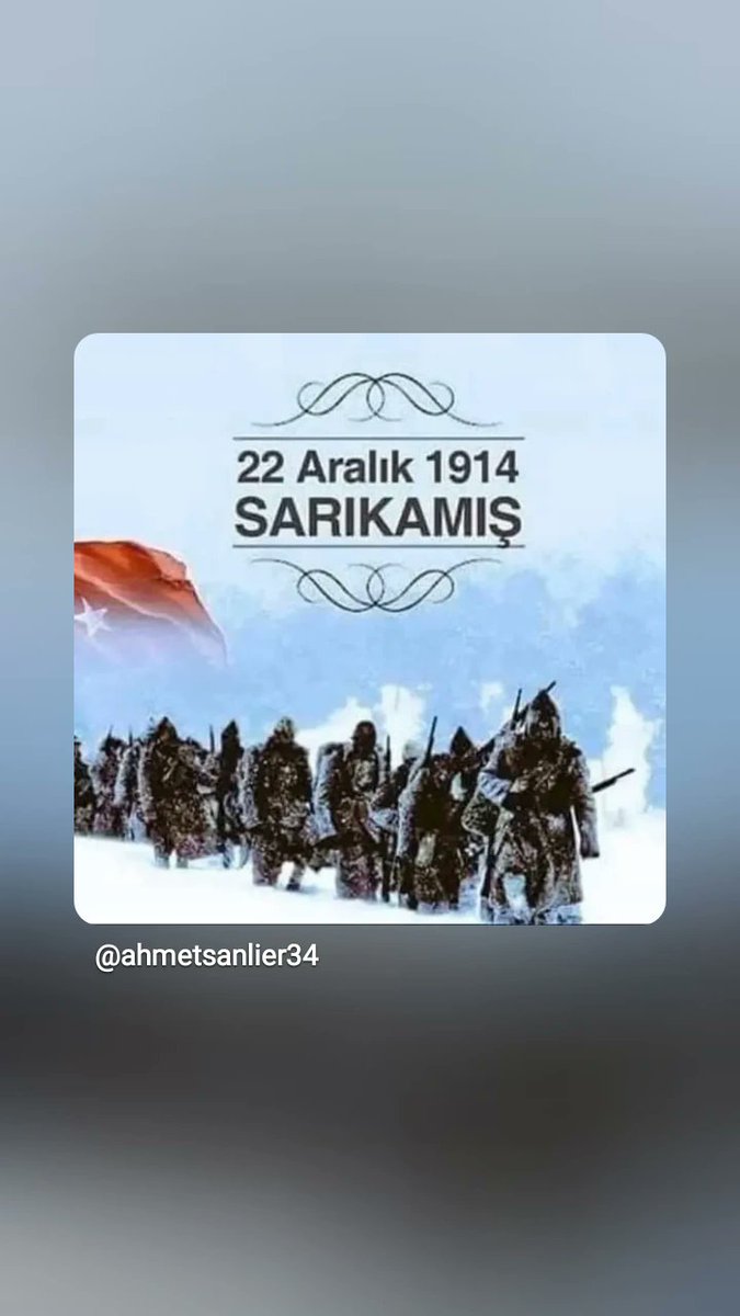 "Şu dağlar var ya, dağlar; Sarıkamış Dağları!
Bu dağın şehitleri kıskandırır sağları."

Sarıkamış Harekâtı'nın 109. Yılında aziz şehitlerimizi rahmet, minnet ve saygıyla anıyoruz...

"22Aralık1914"
#Gençlik varsa Gelecek var