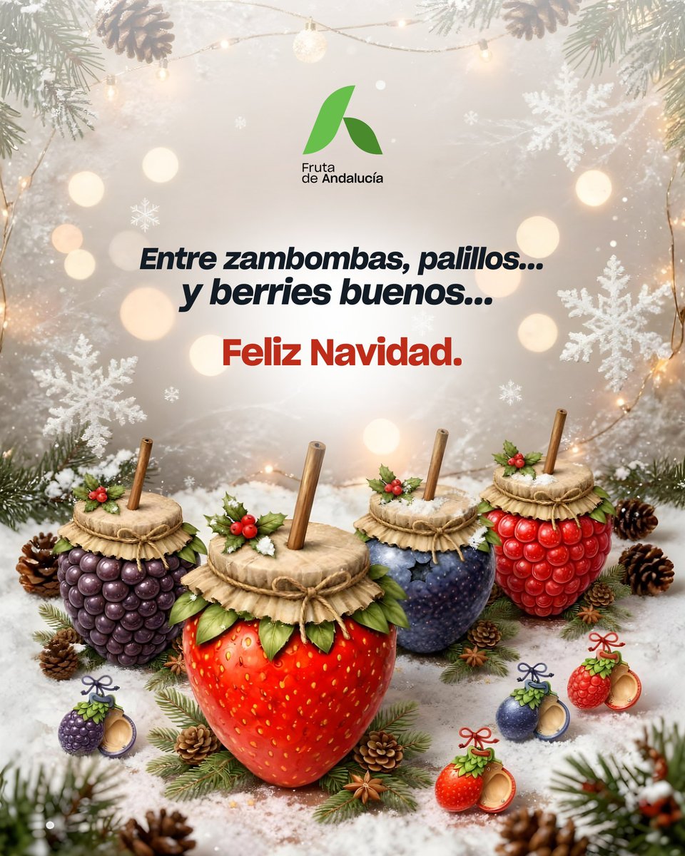 Colores que alegran la mesa, sabores que unen y un origen único. Entre zambombas, palillos… y berries buenos, celebramos la Navidad con amigos, familia, tradición, momentos compartidos y recuerdos de personas que siguen a nuestro lado. FRUTA DE ANDALUCÍA os desea Feliz Navidad.
