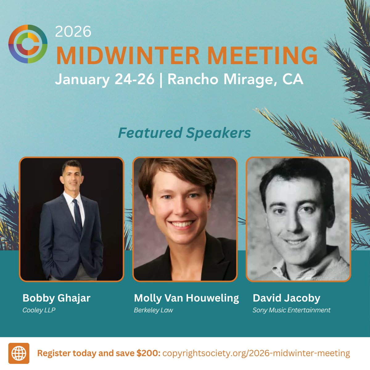 copyrightsoc's tweet image. The 2026 Copyright Society Midwinter Meeting brings together leading voices in #CopyrightLaw for in-depth programming, timely discussion, and unmatched networking. 

🚀 Register today and save $200: copyrightsociety.org/2026-midwinter…

#copyrightMW #CopyrightAI #Copyright