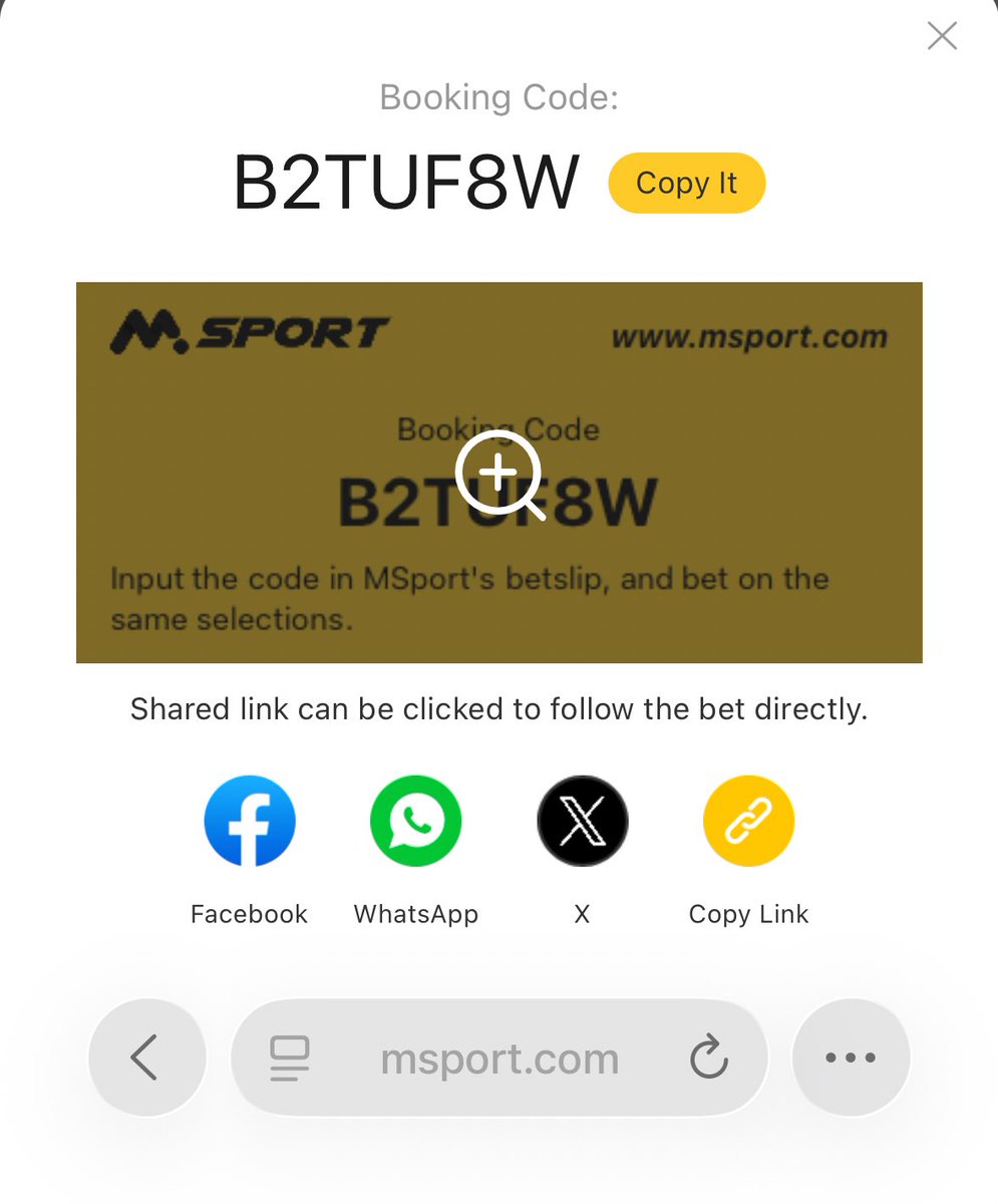 RealSuzzane's tweet photo. 85 ODDS ON MSPORT

CODE: B2TUF8W

Register MSPORT : https://t.co/6l0A1nK3lp

Get 100 percent on first deposit https://t.co/A19rTJBQlM