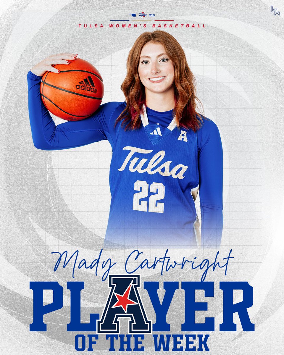 🏆 𝐀𝐦𝐞𝐫𝐢𝐜𝐚𝐧 𝐏𝐥𝐚𝐲𝐞𝐫 𝐨𝐟 𝐭𝐡𝐞 𝐖𝐞𝐞𝐤 🏆

Mady led TU with 16 points per game last week and peaked with 26 points and scored the game-sealing bucket at Florida yesterday!

#LoveTrustWork | #ReignCane