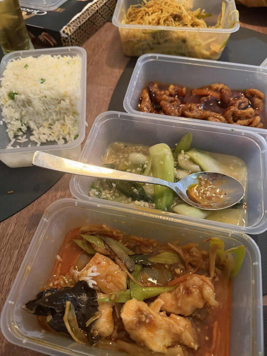 SoVeryBritish's tweet image. 22nd December summed up in a photo: a fridge full of food and a Chinese takeaway for dinner.