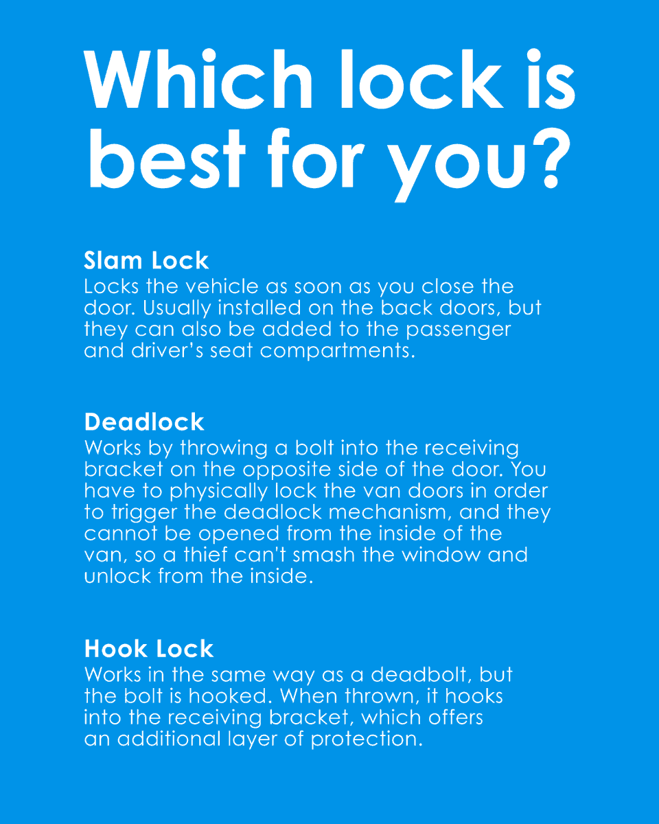 adrianflux's tweet image. These are some of the best locks to keep your work van secure! 🔒

For more info and helpful tips on van security, just click here: f.mtr.cool/zrsznmnfih

#van #workvan #lock #security