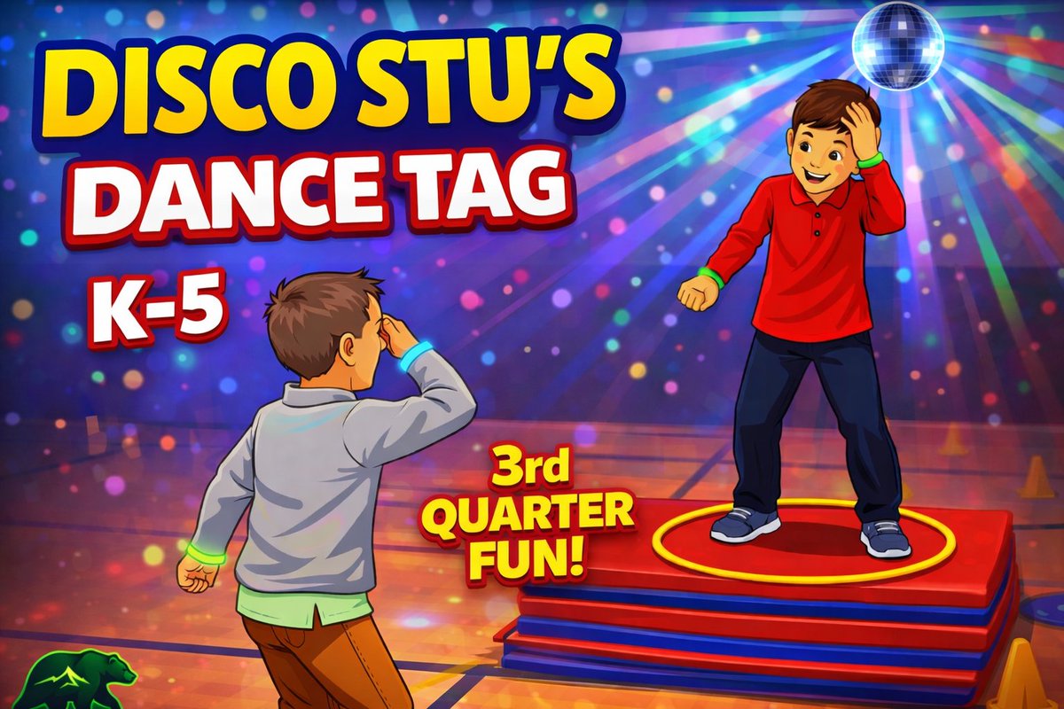 FrontRangePE's tweet image. 🕺 Disco Stu’s Dance Tag

One of my go-to no-elimination PE games when classes need energy—especially in 3rd quarter.

✔️ Everyone moving
✔️ No lines
✔️ Easy to manage
✔️ Students ask to play it again

 youtu.be/TUqLb175ui4

#PE #PhysEd #ElementaryPE #PEGames  #FrontRangePE