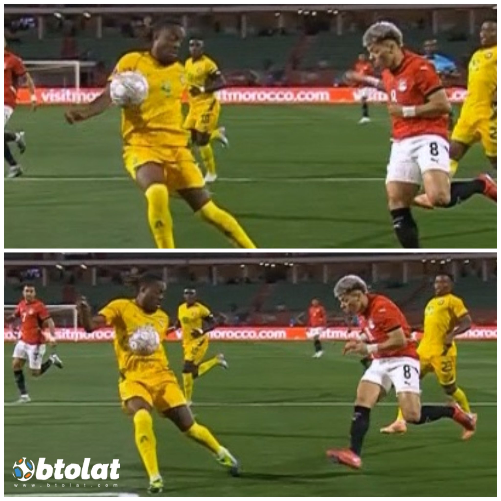 في هذه اللقطة لم يحتسب حكم المباراة ركلة جزاء لصالح منتخبنا الوطني 