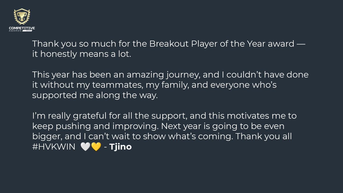 NothingButFN's tweet image. Heartfelt message from a star in the making ✨

@Tjino9 🇩🇰, the 2025 Breakout Player of the Year 🏆