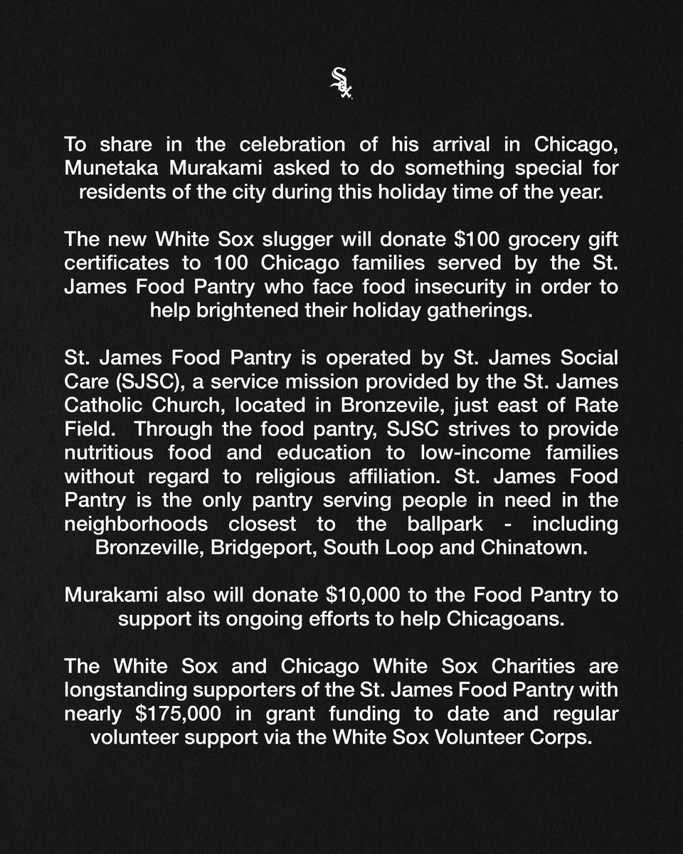 whitesox's tweet image. Already giving to the Chicago community 🥹