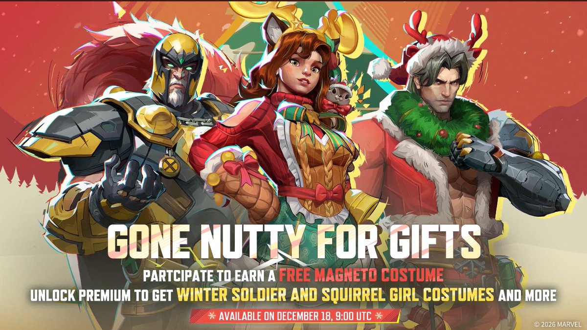 Rivals_Leaks's tweet image. #MarvelRivals Gone Nutty for Gifts Event Pass Giveaway!

1 Winner will receive enough lattice to obtain the Gone Nutty for Gifts Pass!

➡️ To enter
✅ Follow @Snowbelltime &amp;amp; @Rivals_Leaks 
✅ Like!
✅ Retweet!
✅Comment!

This Giveaway will end on Christmas December 25th 3pm EST!