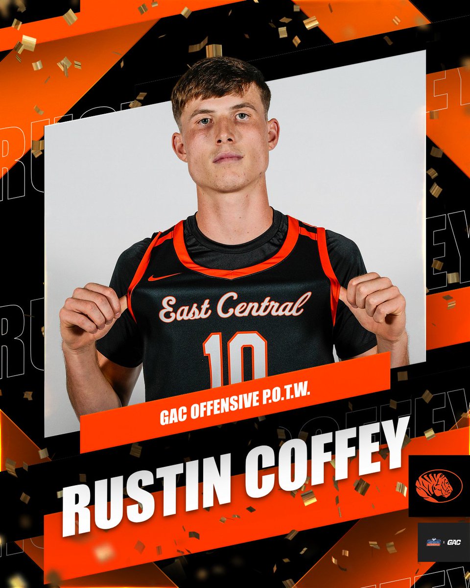 Rustin Coffey is the GAC Offensive Player of the Week‼️🎯

✔️25.5 PPG 
✔️61.3% FG PCT
✔️8 Three-Pointers 

📰 ecutigers.com/news/2025/12/2…

#GoTigers