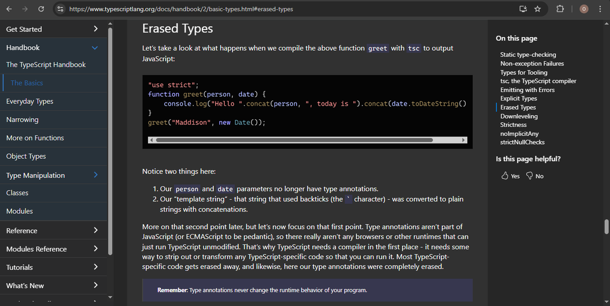 J_Tara_'s tweet image. TypeScript update 
Learnt about:
- Primitive types: string, number, boolean
- any: useful for bypassing type checking (used carefully)
- noImplicitAny
- Arrays
Learning from the TypeScript Handbook + Hitesh Choudhary’s YouTube playlist.