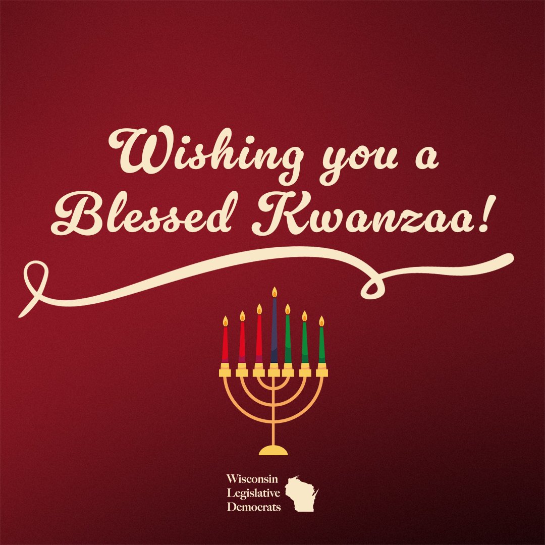 Today marks the first day of Kwanzaa, an annual celebration of African American culture from December 26th to January 1st.

I hope everyone celebrating Kwanzaa this year enjoys a fruitful week of recognition and celebration of African American culture and history in Wisconsin!