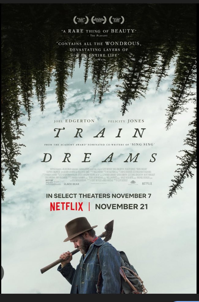 anitamacken's tweet photo. What a cinematic dream of a movie🤩🙏Everyone should watch 🎥 🍿 #TrainDreams #netflix https://t.co/AIG7Gm5DZS