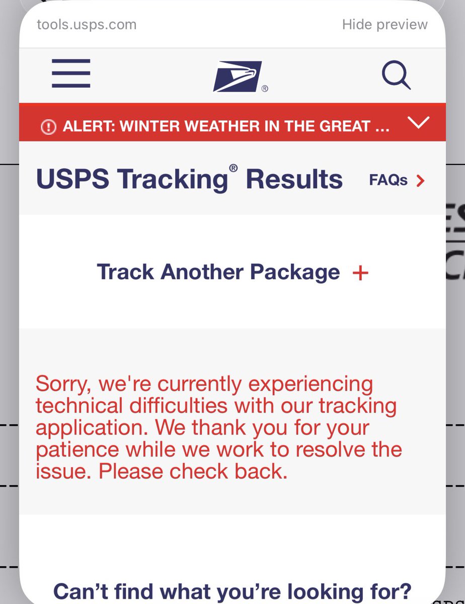 DGLebowitz's tweet image. Is anyone getting this error message?  @USPS