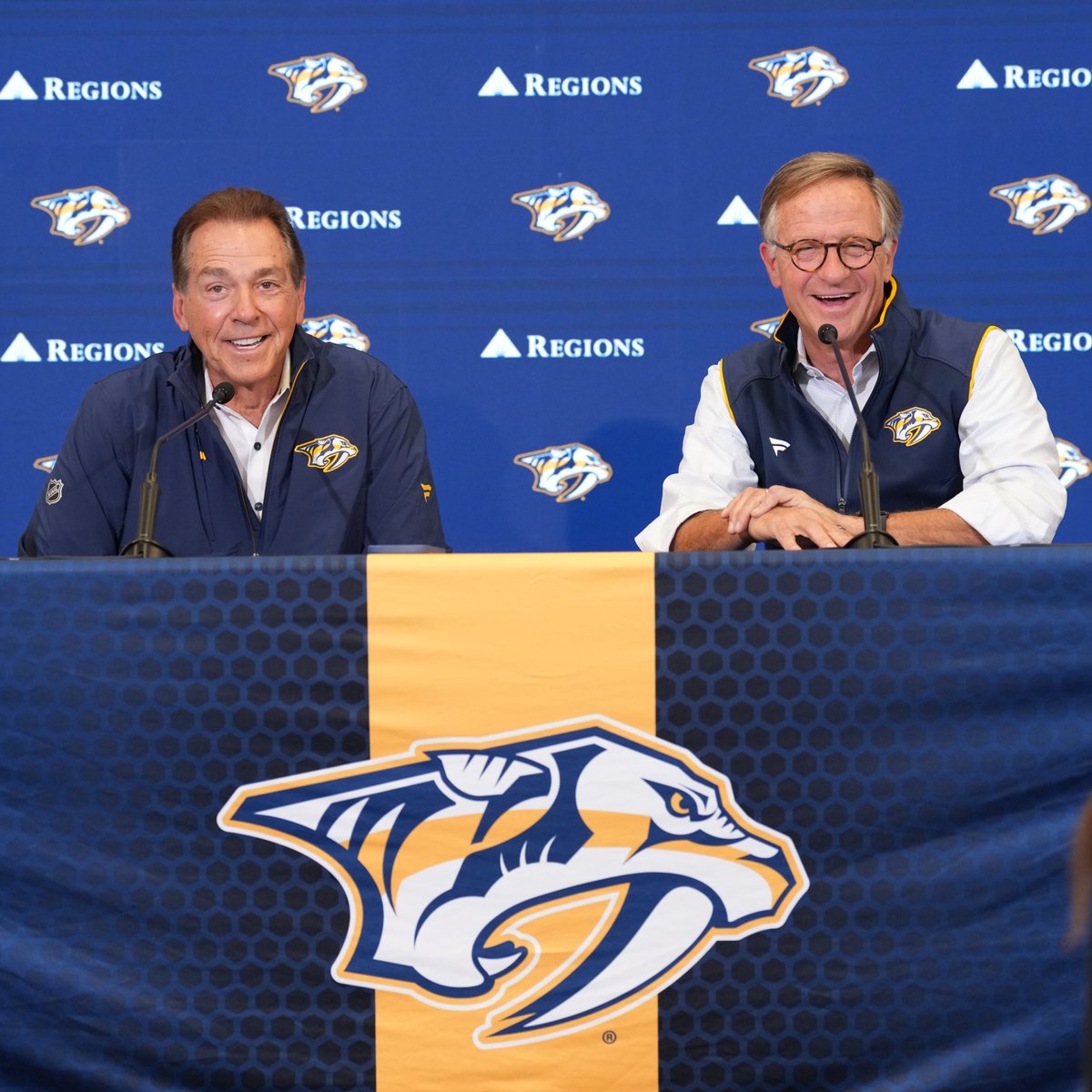 PredsNHL's tweet image. That's #Preds minority owner Nick Saban to you